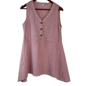Beachlunchlounge Linen Cotton Striped Tunic Tank Top Relaxed Lagenlook Womens